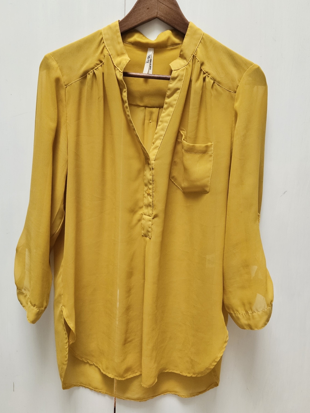 Women’s Mustard Yellow Split-Neck Blouse